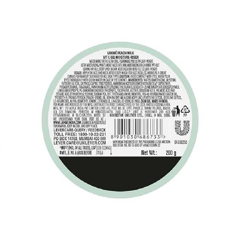 Lakme Peach Milk Vit E Gel Moisturizer, 200 g-2.webp